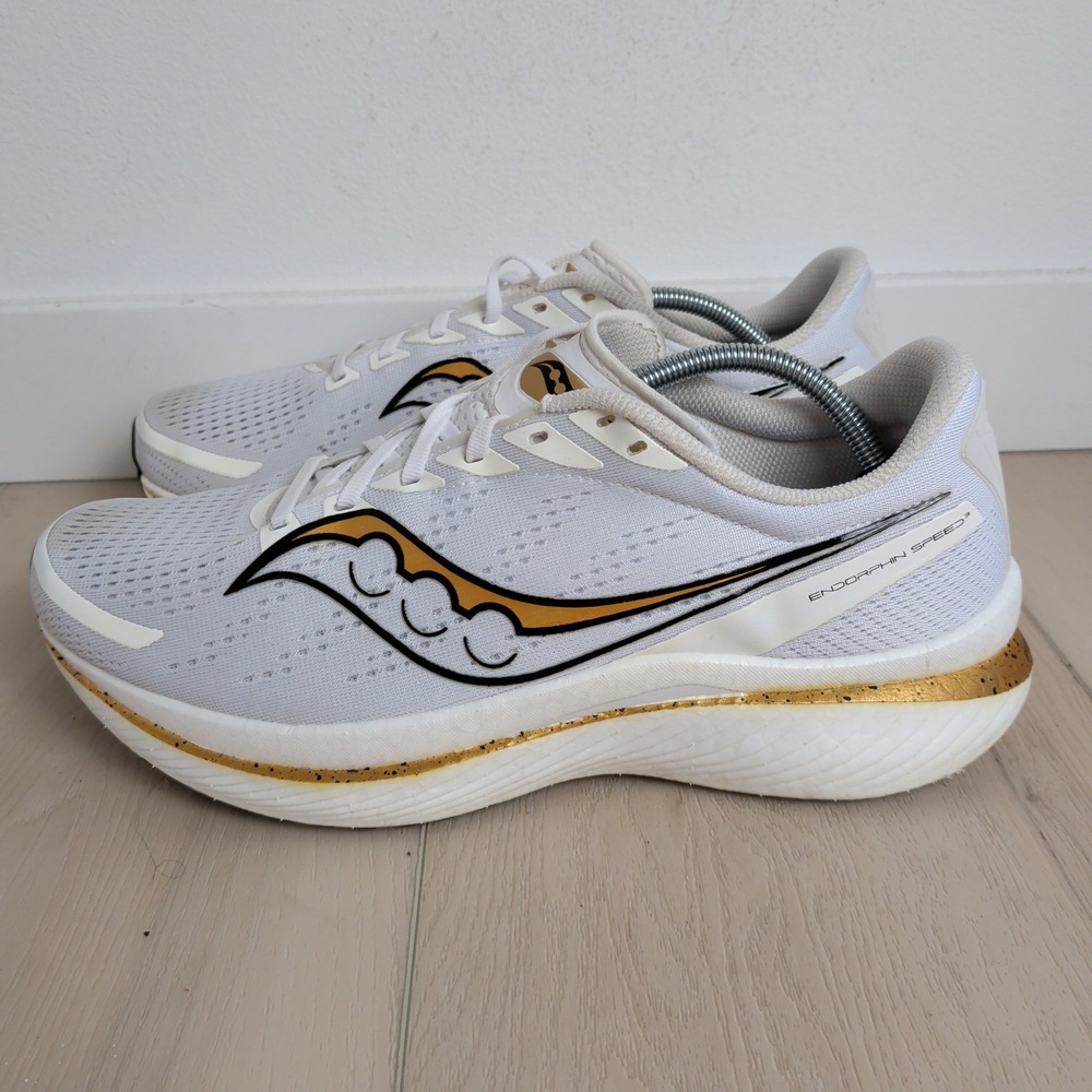 Saucony Endorphin Speed 3 Mens 13 Running Shoes Sneakers White Gold S20756-14